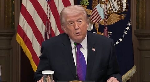 Donald Trump adressing the press conference