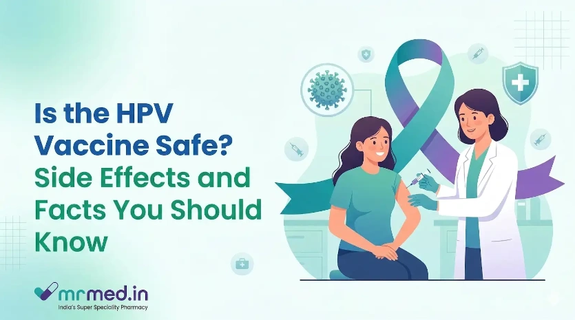 Digital illustration on HPV vaccine safety, showing a holographic human figure, a mobile phone with verified vaccine details, and a doctor explaining facts.