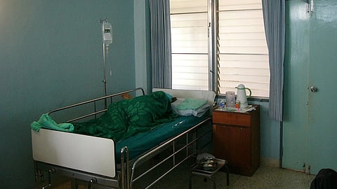 Sickbed in a single room with semi-luxury standard at Na Wa Public Hospital, Nakhon Phanom Province, Northeastern Thailand.