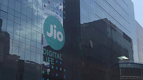 Jio building in RCP, Navi Mumbai. Jio logo with 'digital life' written below it.