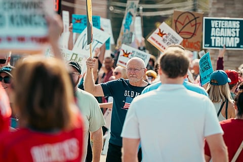 Veterans protesting against Trump's policies in 2025