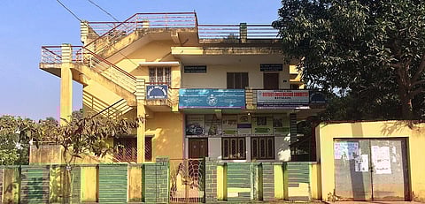 2-storey Juvenile Justice Board Office at Rayagada, Odisha, with a green wall in front
