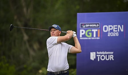 MJ Daffue and Rashid Khan share two-stroke advantage on Day 2 of the DP World PGTI Open at Classic Golf and Country Club in Nuh (Haryana) on Friday. Photo credit: PGTI