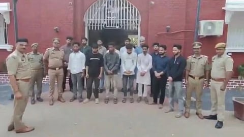 14 accused standing along with Police
