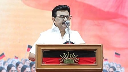 M.K. Stalin adressing the people in the party ahead of Tamil Nadu election 2026