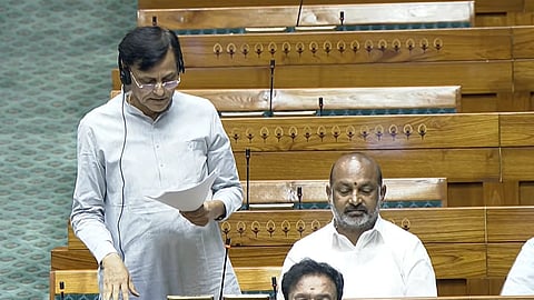 Nityanand Rai speaking in Lok Sabha looking at papers in hand