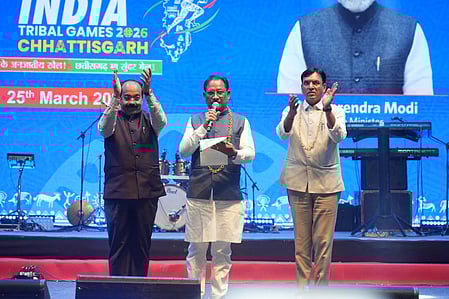 Dr. Mansukh Mandaviya inaugurates Khelo India Tribal Games (KITG) 2026; highlights rich tribal sporting talent, which commenced on Wednesday across three cities in Chhattisgarh and will continue until April 3. Photo credit: SAI Media