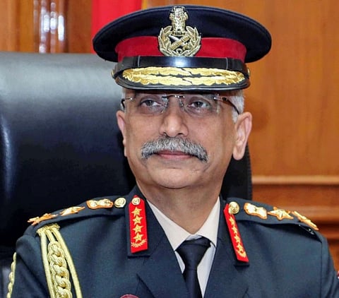 Image of former army chief general MM Naravane in his uniform. the image is from the time when he takes over as the Chief of Army Staff from the outgoing COAS General Bipin Rawat in New Delhi on Tuesday 31 December 2019.