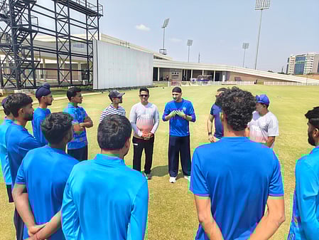 Harbhajan Singh conducts a specialist camp for emerging off-spinners at BCCI CoE in Bengaluru. Photo credit: @BCCI/X