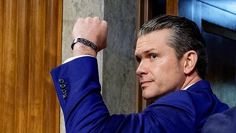 In the image Pete Hegseth is shown 
