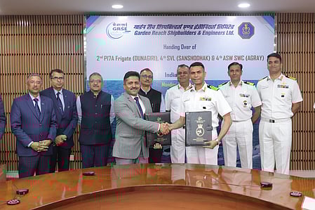 GRSE delivers three warships to Navy on single day
