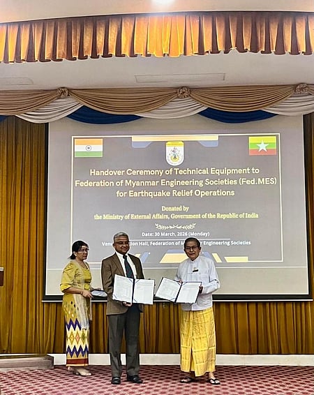 India hands over post-earthquake building inspection equipment to Myanmar