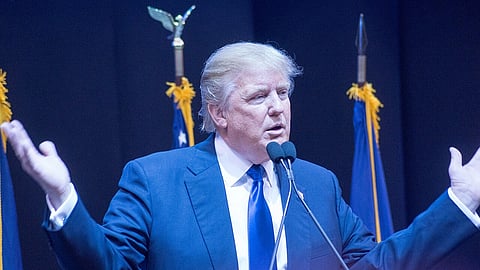 President Donald Trump delivering a speech