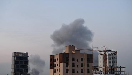 Building from which black smoke is coming 