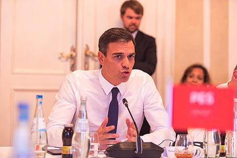 Spanish PM Pedro Sánchez at the PES preparatory meeting ahead of the Salzburg informal EU council