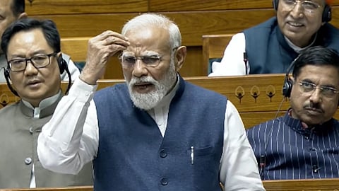 Narendra Modi speaking in Lok Sabha
