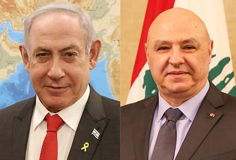Left image of of Israeli Pm  Benjamin Netanyahu and right image is of Lebanese president Joseph_Aoun