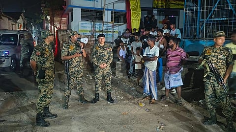 CRPF officer talking to residents in Bengal ahead of 2026 Assembly Elections