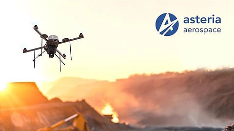 drone next to Asteria Aerospace logo