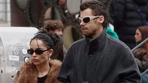 In the image Harry styles is shown with Zoe Kravitz