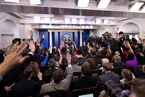 White House National Security Adviser Ambassador John Bolton takes questions from reporters Tuesday, Nov. 27, 2018, in the James S. Brady Press Briefing Room of White House, on the upcoming G-20 summit in Buenos Aires, Argentina
