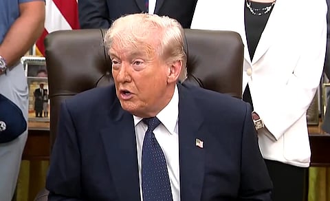 Donald Trump speaking about halting Project Freedom and Iran talks