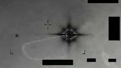 Photograph showcasing a star-shaped flying object moving erratically across the sky 