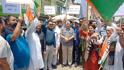 Uttarakhand Congress protest against gang rape of a minor in Champawat.