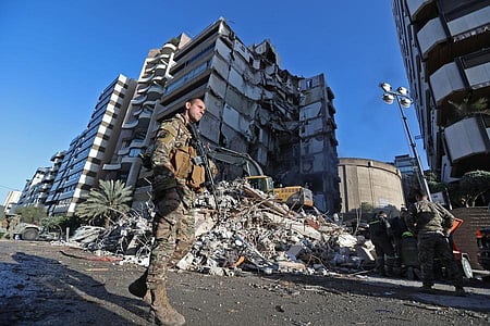 Representational Image of a destroyed residential building in Kfar Rumman, southern Lebanon