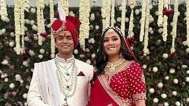 Twisha Sharma with her husband Samarth in her wedding day
