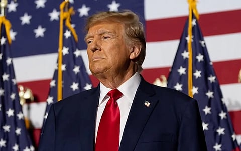 Donald Trump talking about expanding the Abraham Accords during ongoing Iran peace negotiations