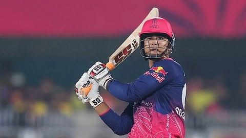 In the image Vaibhav Sooryavanshi is shown batting