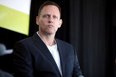 Peter Thiel speaking at a public event as reports emerge of his relocation to Argentina