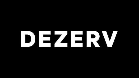 White text "DEZERV" on a solid black background, conveying a bold and modern tone. Simple, clean design focused on clarity and impact