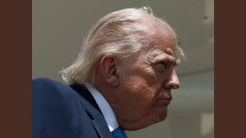 In the image Donald Trump is shown looking side way