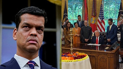 photo of Sriram Krishnan/ photo of Sriram Krishnan standing in US president Donald Trump' office