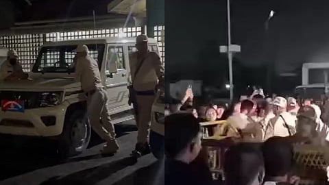 Security forces and protesters clash outside JNIMS Hospital in Imphal after six missing Naga men were found dead in Manipur