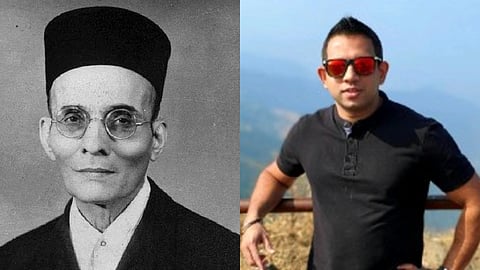 File photo of Veer Savarkar (left) amid renewed debate over his mercy petitions during a Pune court hearing, and his grandnephew Satyaki Savarkar (right)