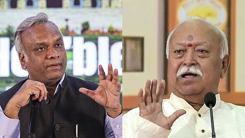 Priyank Kharge on Left and Mohan Bhagwat on Right