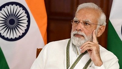 Prime Minister Narendra Modi at a public event amid revelations of government expenditure on advertisements and promotional campaigns