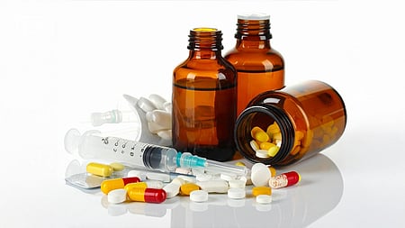 In the image tablets bottle, capsules and Injections are shown