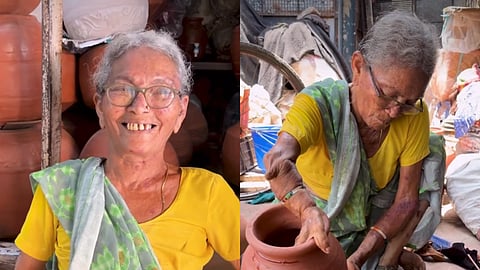 Reki Ben Bhurawala working at her pottery shop in Mumbai's Khar Market