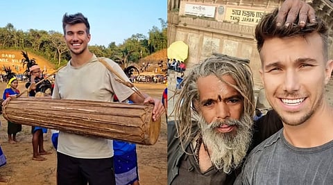 German travel influencer Christian Betzmann posing during his India trip after ranking cities based on food, culture, architecture and overall experience