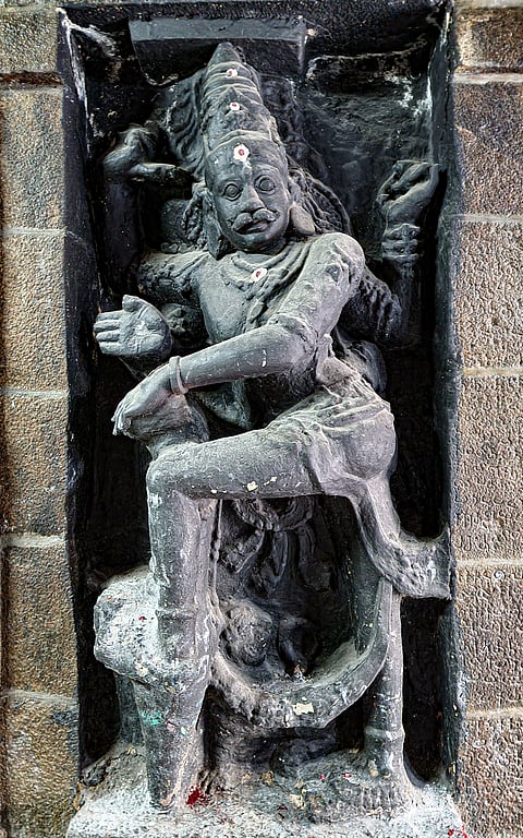 Image shows statue of Ardhnarishvara.