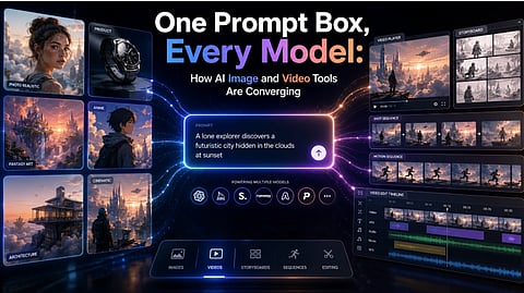 In the image AI image and video tools are shown in One Prompt Box