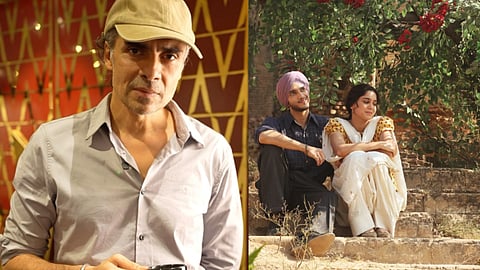 In the image on the left side Imtiaz Ali is shown on the side side a snapshot from the movie Main Vapas Aunga is shown