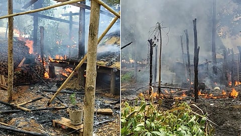 Houses destroyed in arson attacks during renewed Kuki-Naga ethnic violence in Manipur