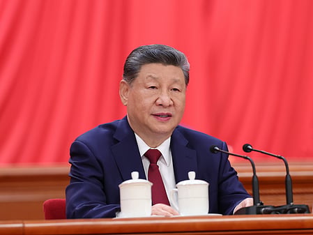 Beijing: Chinese President Xi Jinping addresses a ceremony marking the 105th founding anniversary of the Communist Party of China (CPC) at the Great Hall of the People in Beijing on Wednesday, July 1, 2026. (Photo: Xinhua via IANS)