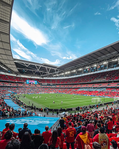 image shows football tournament, croweded stadium.