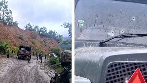 Security forces deployed after a militant ambush on an Assam Rifles convoy in Ukhrul district, Manipur